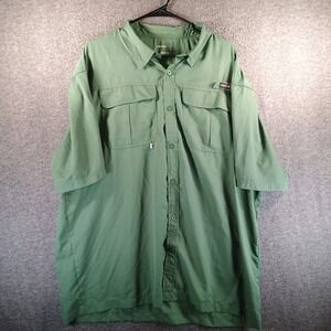 Swiss Alps Fishing Shirt Mens‎ 2XL Green Vented Pockets Short Sleeve Lightweight